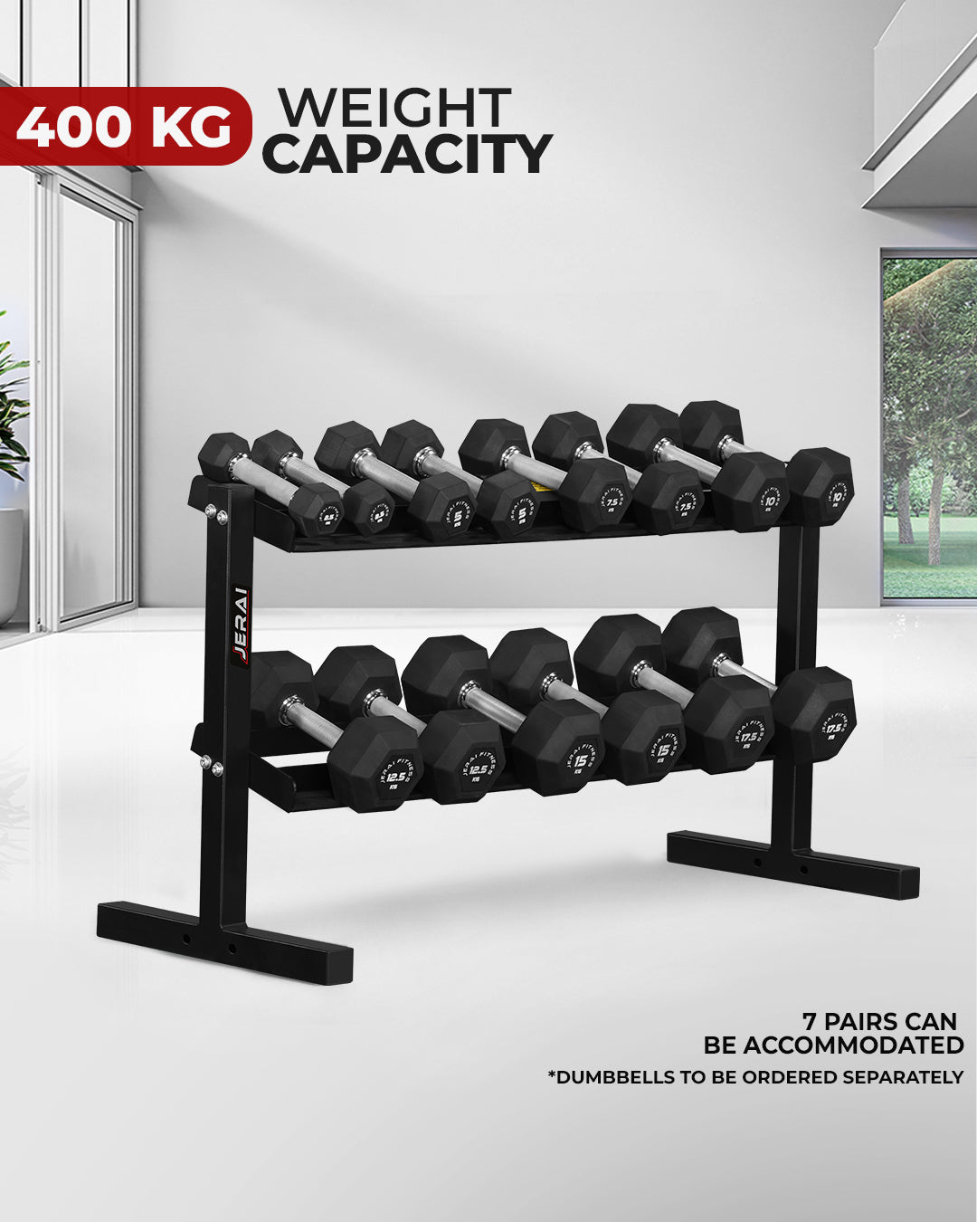 Jerai DUMBBELL RACK – dimensions and specifications infographic