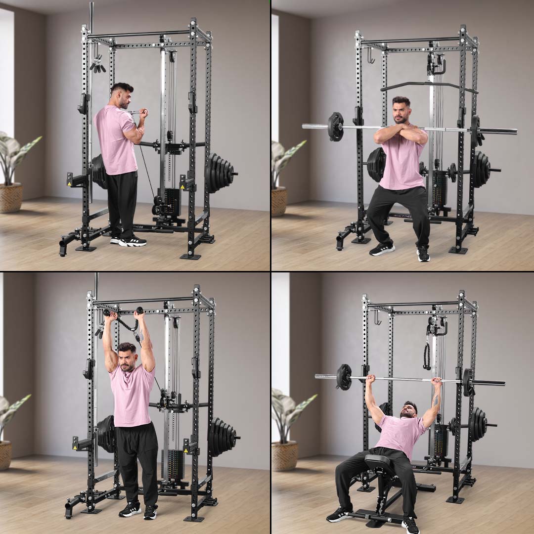 GYM BOX WITH HIGH LOW PULLEY - SELECTORIZED & PLATE LOADED COMBO