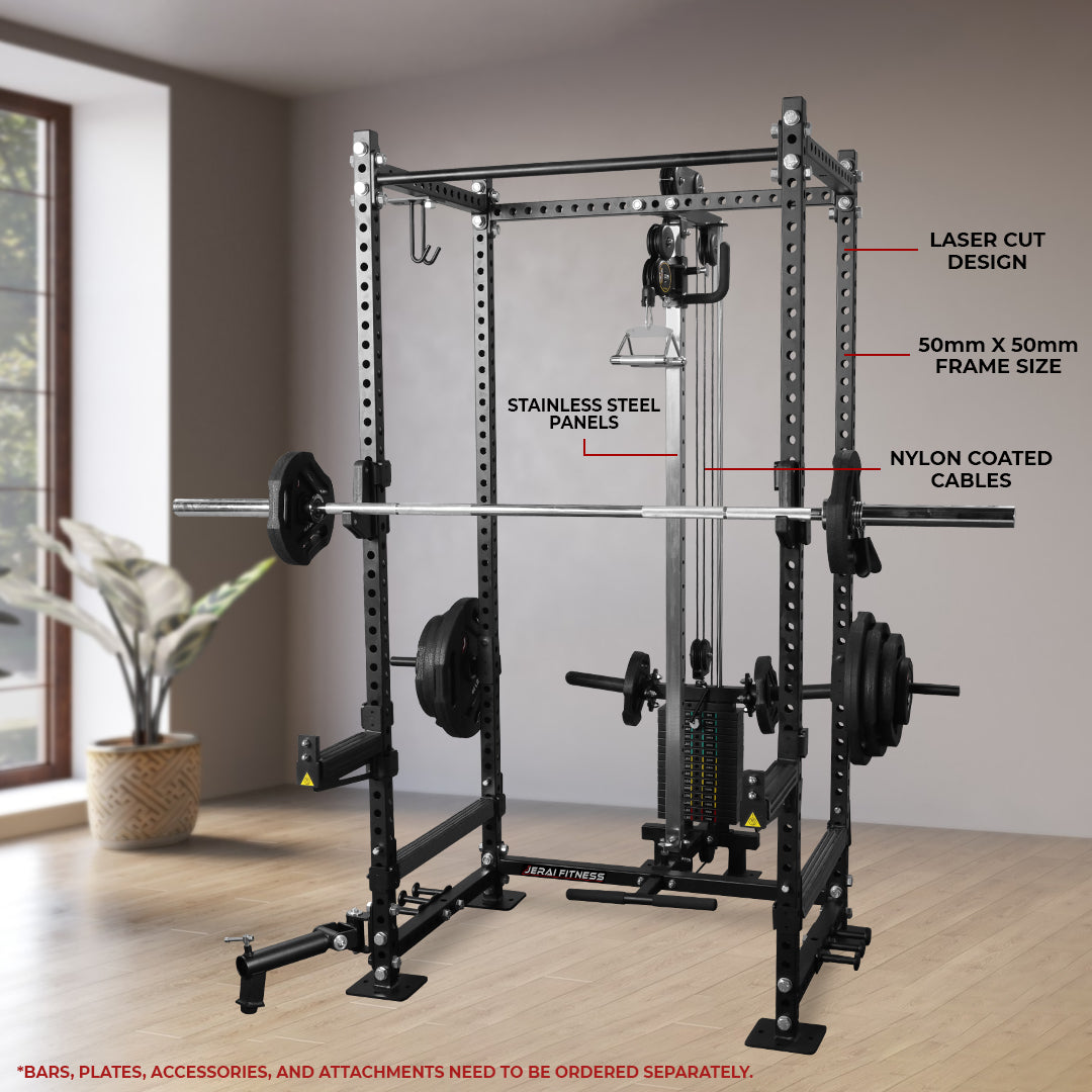 GYM BOX WITH HIGH LOW PULLEY - SELECTORIZED & PLATE LOADED COMBO