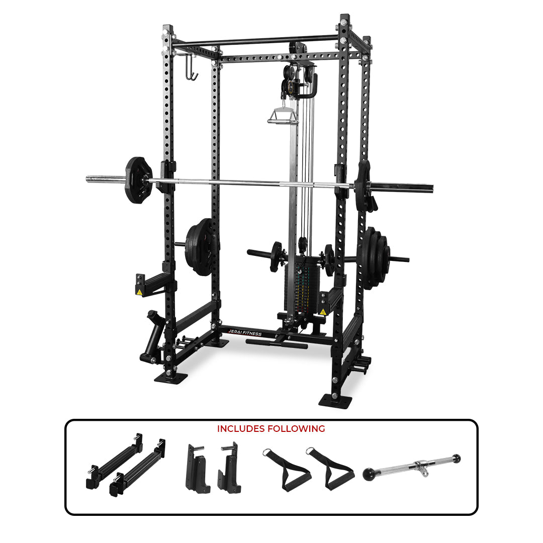GYM BOX WITH HIGH LOW PULLEY - SELECTORIZED & PLATE LOADED COMBO