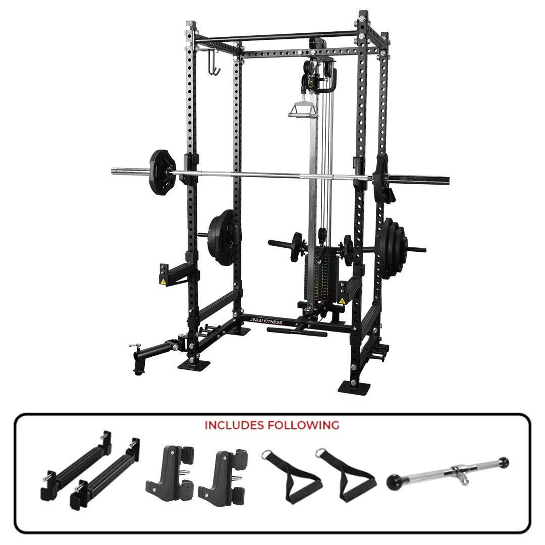 GYM BOX WITH HIGH LOW PULLEY - SELECTORIZED & PLATE LOADED COMBO